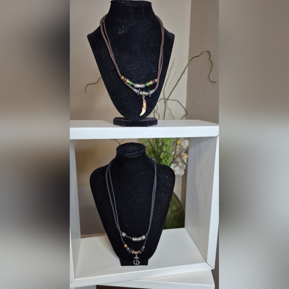 Bohemian Beaded Necklaces with Tooth Pendant and Anchor Pendant - Picture 4 of 8